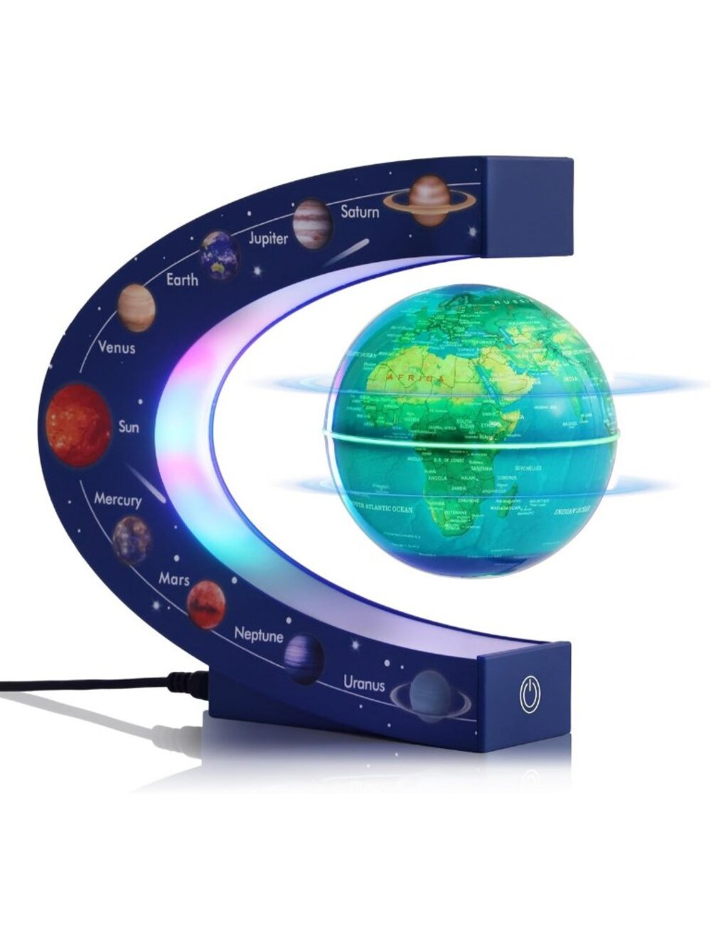 Floating Magnetic Levitation Globe with Colorful Lamp - Cool Office Decor